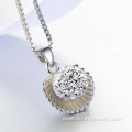 Silver Plated Shell Shape Crystal Shamballa Beads Necklace